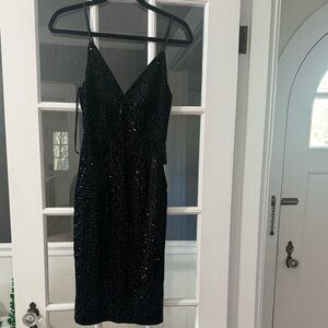 Nordstrom Black Sequin Midi Dress